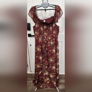 Rue+ Fall Floral Burgundy Jumpsuit/Romper Size 4X